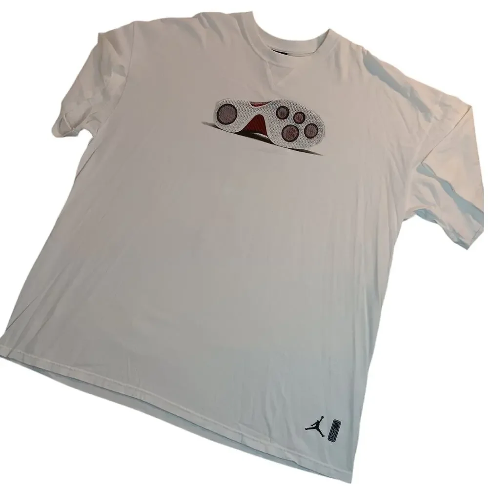 Nike Air Jordan Sneaker Tech Tee Mens XXL White Jumpman Logo Basketball Shoe Y2K